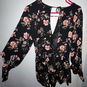 Long sleeve floral romper
